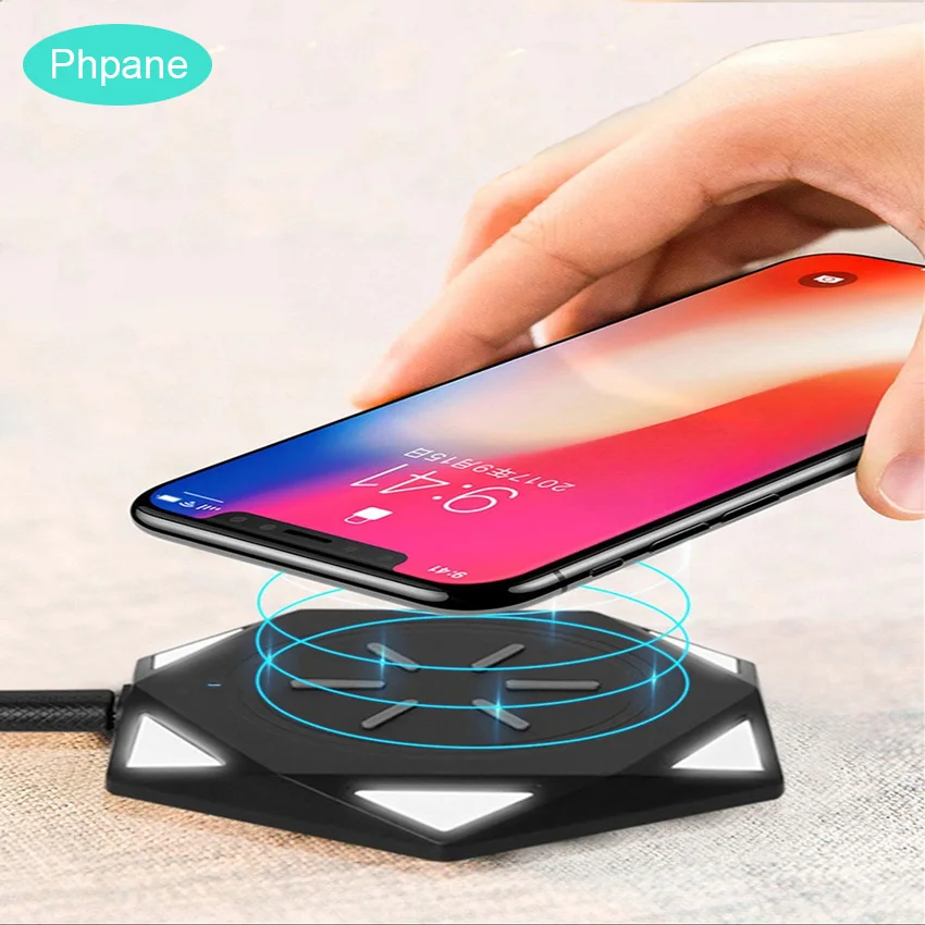 Беспроводное зарядное устройство Qi Magic Circle тонкая Светодиодная лампа для Samsung Note10