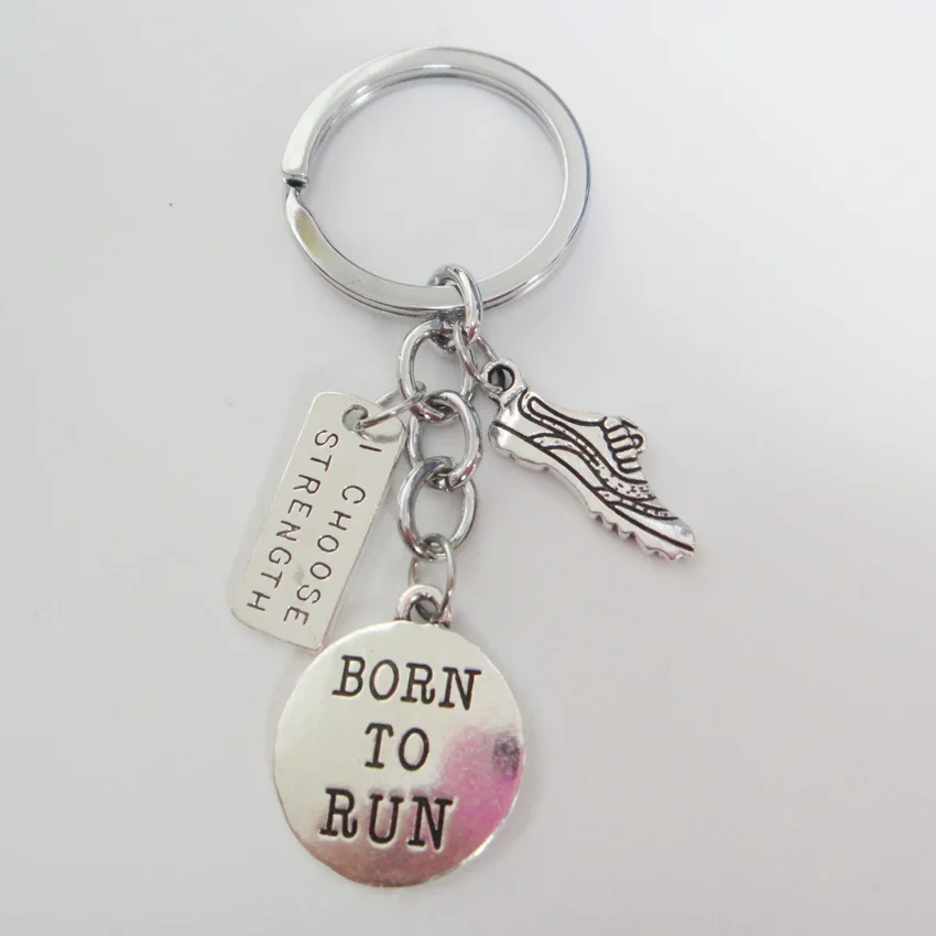 

Fitness Keychain "BORN TO RUN,I CHOOSE STRENGTH"Motivational Key Chains