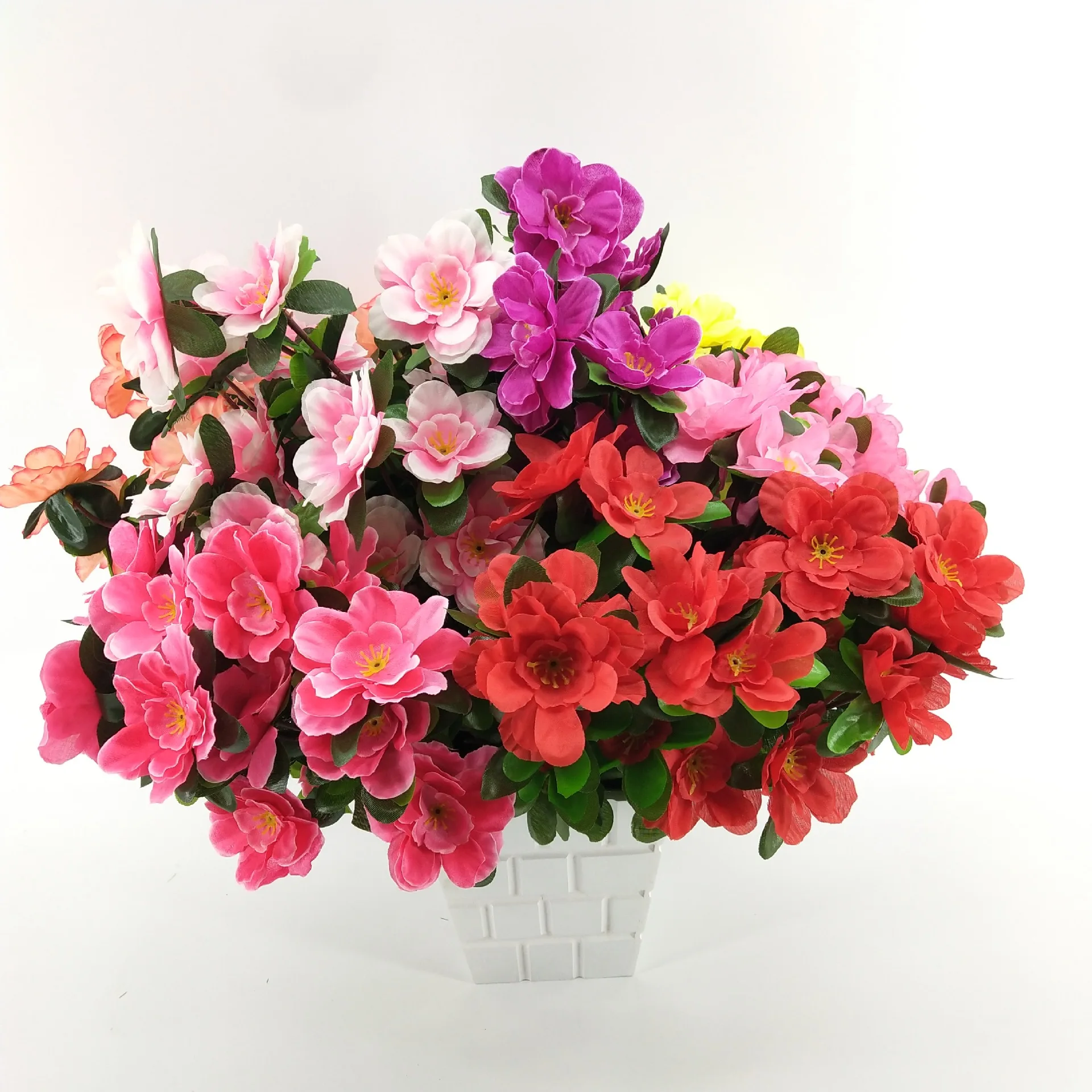 

Artificial Rhododendron Flowers Azalea Bonsai Silk Plastic flower for Cratfing Tree Flower Green Plant Wedding Home Garden Decor