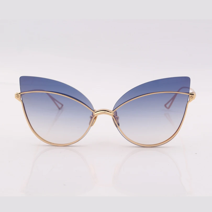 

High quality cat eye frame blue gradient lens women sunglasses, oculos del sol mujer.