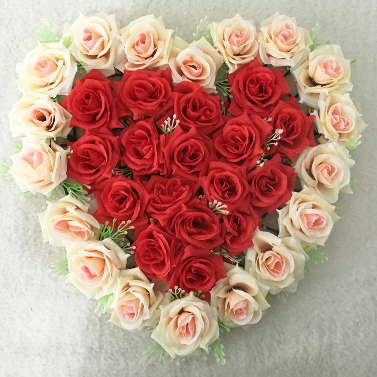 New 40x40cm Pink Champagne Artificial Silk Rose Wedding Car New 40x40cm Pink Champagne Artificial Silk Rose Wedding Car Decoration Heart Shaped Door Wreaths Lovely In Decorative Flowers