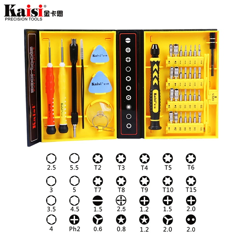Kaisi 38 в 1 Набор Магнитных отверток, набор инструментов для ремонта iPhone/компьютера/iPad/samsung Galaxy/очки для глаз/Бытовая отвертка