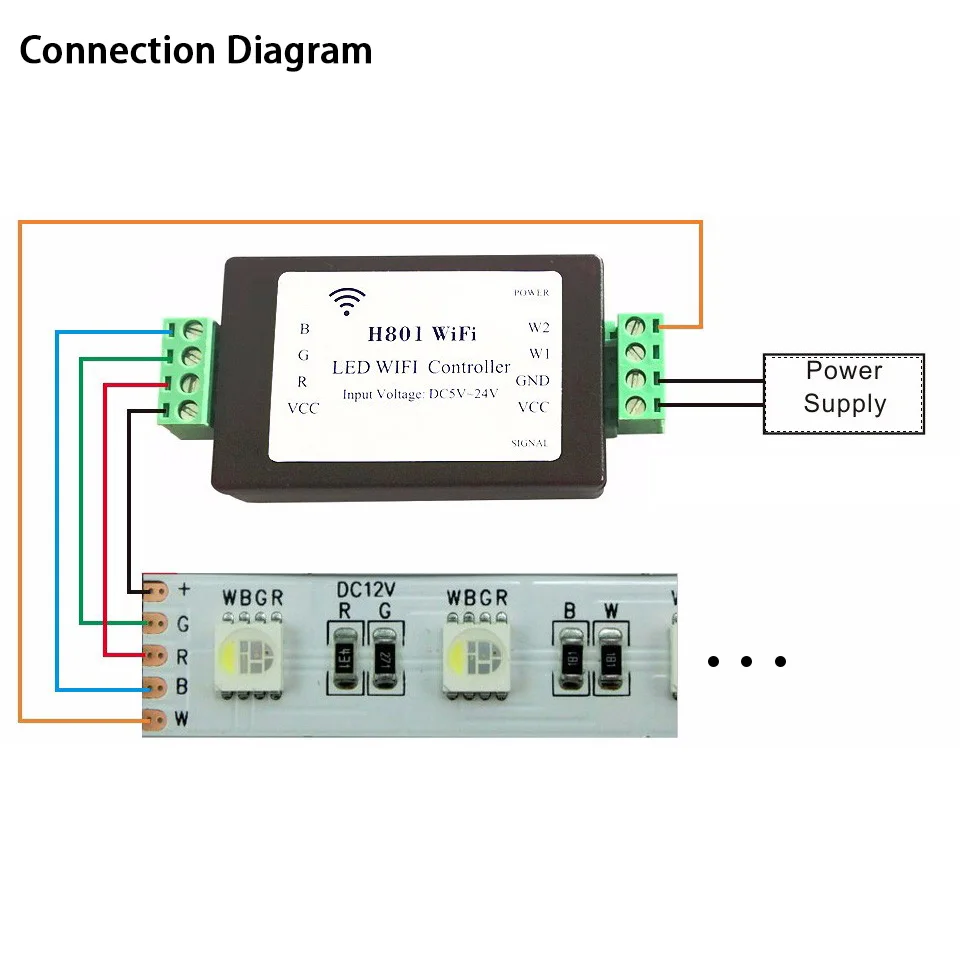 Контроллер Wi Fi rgbww strip контроллер rgb общение с телефоном Android через WLAN для