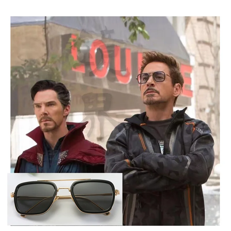 

Avengers Infinity War Tony Stark Sunglasses Iron Man Glasses Rectangle trendy sun glasses gothic oculos de sol masculino