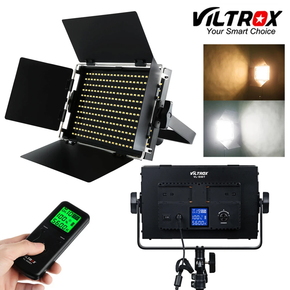 

Viltrox VL-S50T Camera SMD LED Studio Video Light Lamp 3200K-5600K Slim Metal Bicolor Dimmable & Wireless remote control CRI 95+
