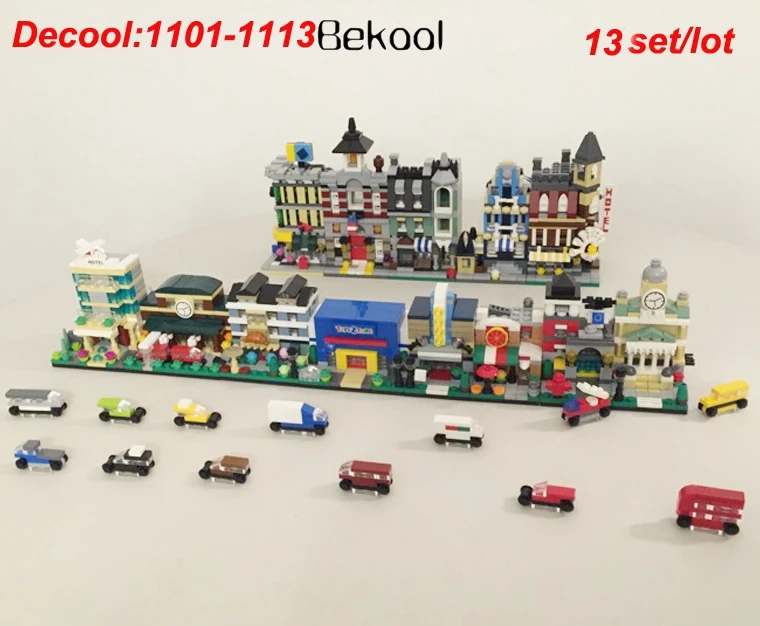 

13set Decool Mini City 13 IN 1 MINI MODULAR Compatible City Scene Movie Theaters/Pizza Shop/Fire Station block set toy