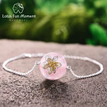Lotus Fun Moment реальные 925 пробы серебро натуральный камни Винтаж Творческий модные украшения шелест лотоса браслет для женщин