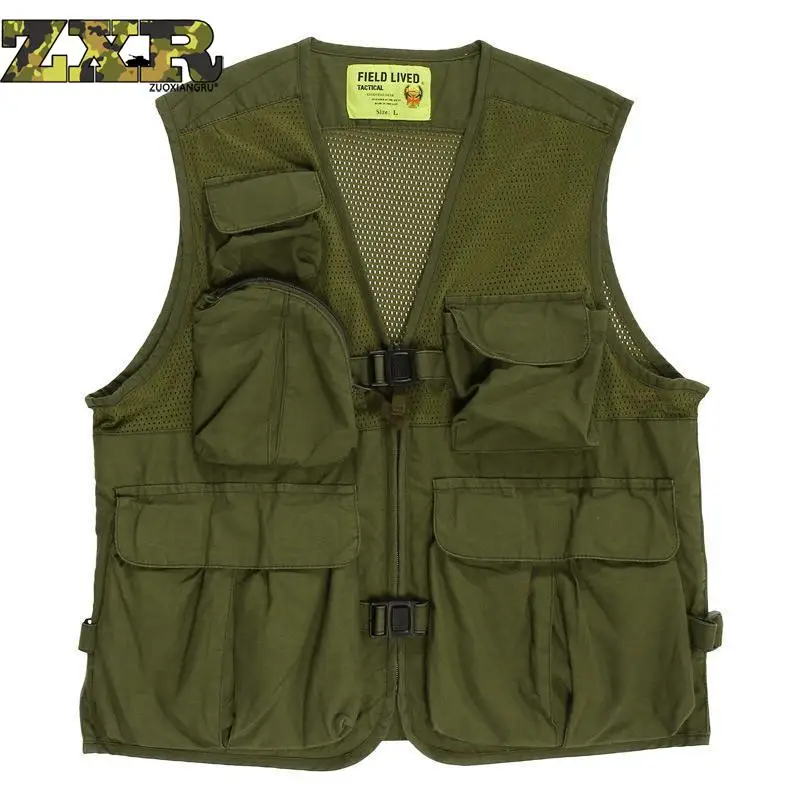 Zuoxiangru Men's Photography Cargo Vest Sleeveless Menmale Army