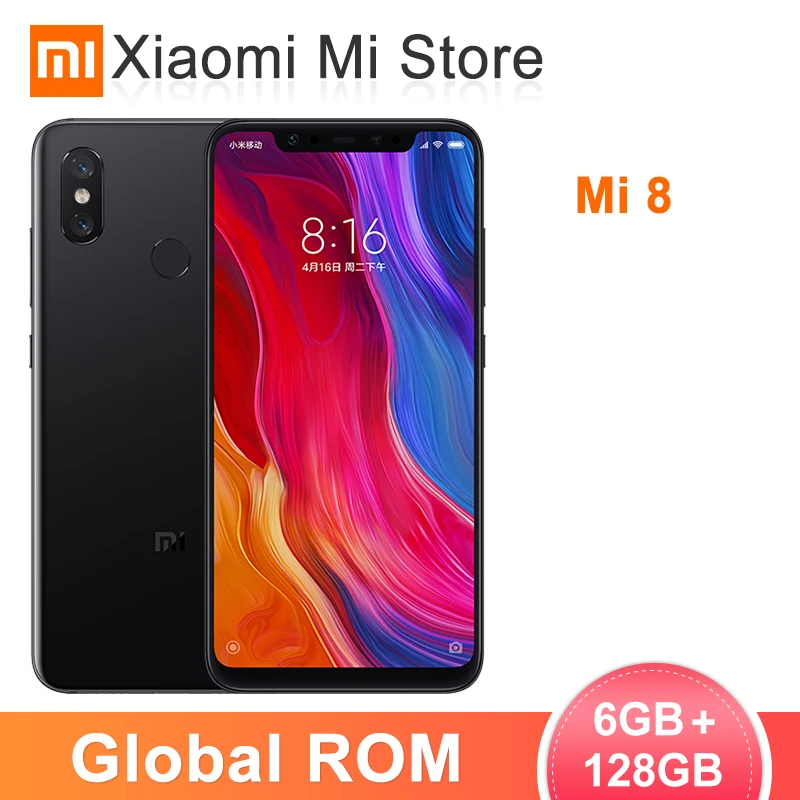 Глобальная ПЗУ Xiaomi mi 8 6 ГБ 128 мобильный телефон Snapdragon 845 Восьмиядерный 21 &quot18 7: 9