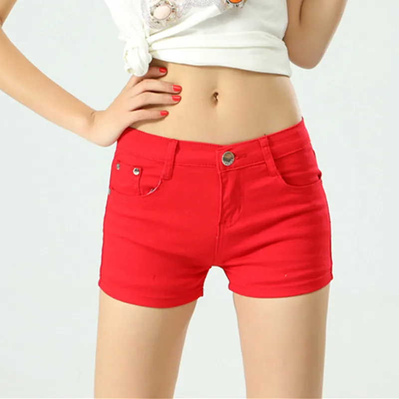 2018 Summer Women Shorts Fashion Mid Waist Stretch Denim