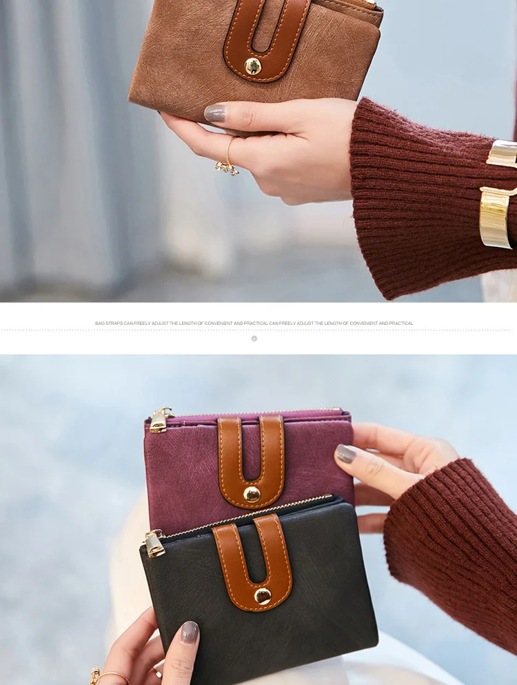 Women Wallet Short Style Lady's Luxury Brand Wallets Scrub Leather Female Zipper& Hasp Purse for Coins Carteira Feminina