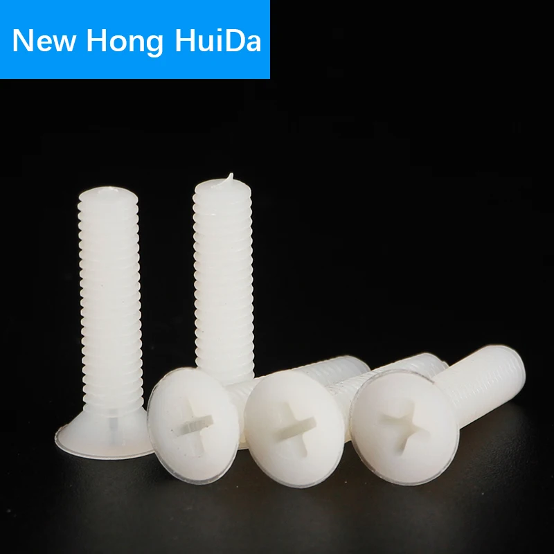 

M4 White Nylon Flat Head Machine Screw Cross Recessed Phillips Metric Thread Countersunk Plastic Bolts