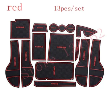 

STYO car styling Groove Gate Slot Armrest Storage Rubber non-slip mats inner door pad/cup For KODIAQ 2017