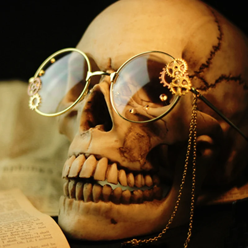 Cosplay&ware Steampunk Girls Cosplay Glasses Frame Metal Gear With Chain Women Retro Lolita Eyewear -Zentai shop online HTB1IdigVgHqK1RjSZFPq6AwapXaC.jpg