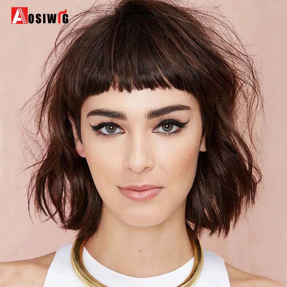 AOSIWIG Natural Synthetic 3 Colors Short Bangs Hair Heat Resistant Fake