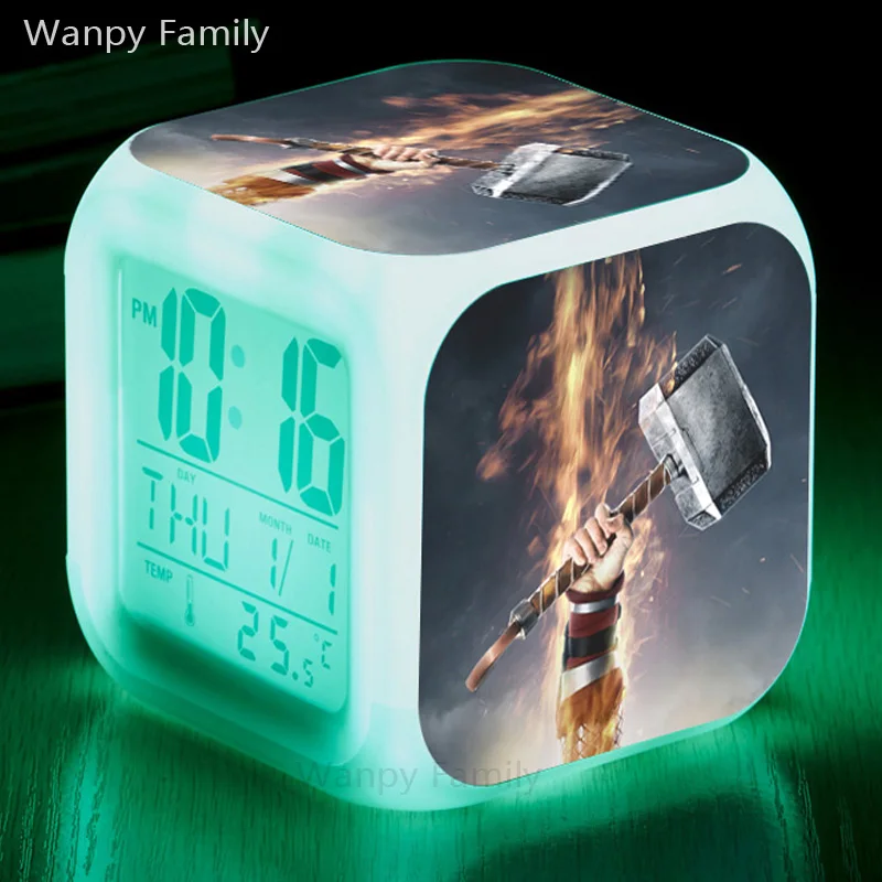 

Avengers Thor (Donar) Alarm Clocks,Glowing LED Color Change Digital alarm clock For Kids room Multifunction alarm clock