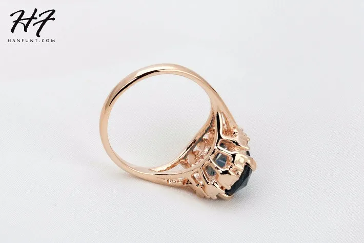 Высокое качество розовое золото цвет синий CZ кубический цирконий кольцо Bague Мода кубический цирконий юбилей ювелирные изделия для женщин anel R189