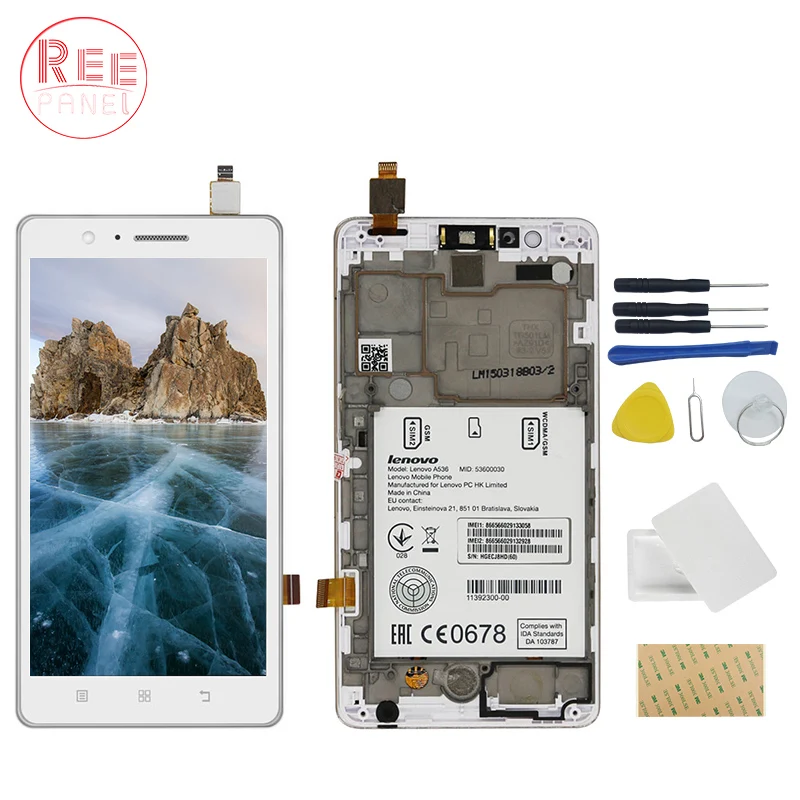

Reepanel For Lenovo A536 100% Tested Original LCD Display With Touch Screen Digitizer Assembly With frame+Free tool set