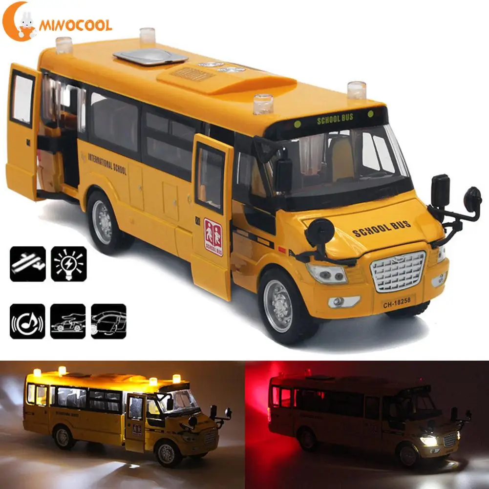 

1:32 Scale School Bus Model 5 Openable Doors / Music / Light / Pull Back Function Toy Car Educational Toys Diecast Metal Cars