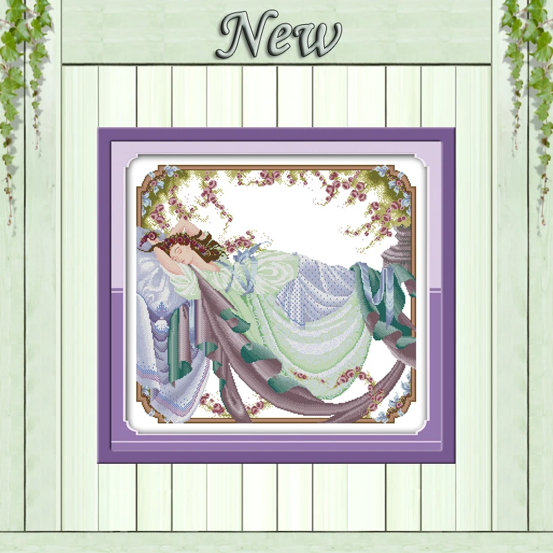 

Sleeping Beauty woman Painting Drawing counted printed on canvas 14CT 11CT DIY DMC Cross Stitch kits Needlework Set Embroidery