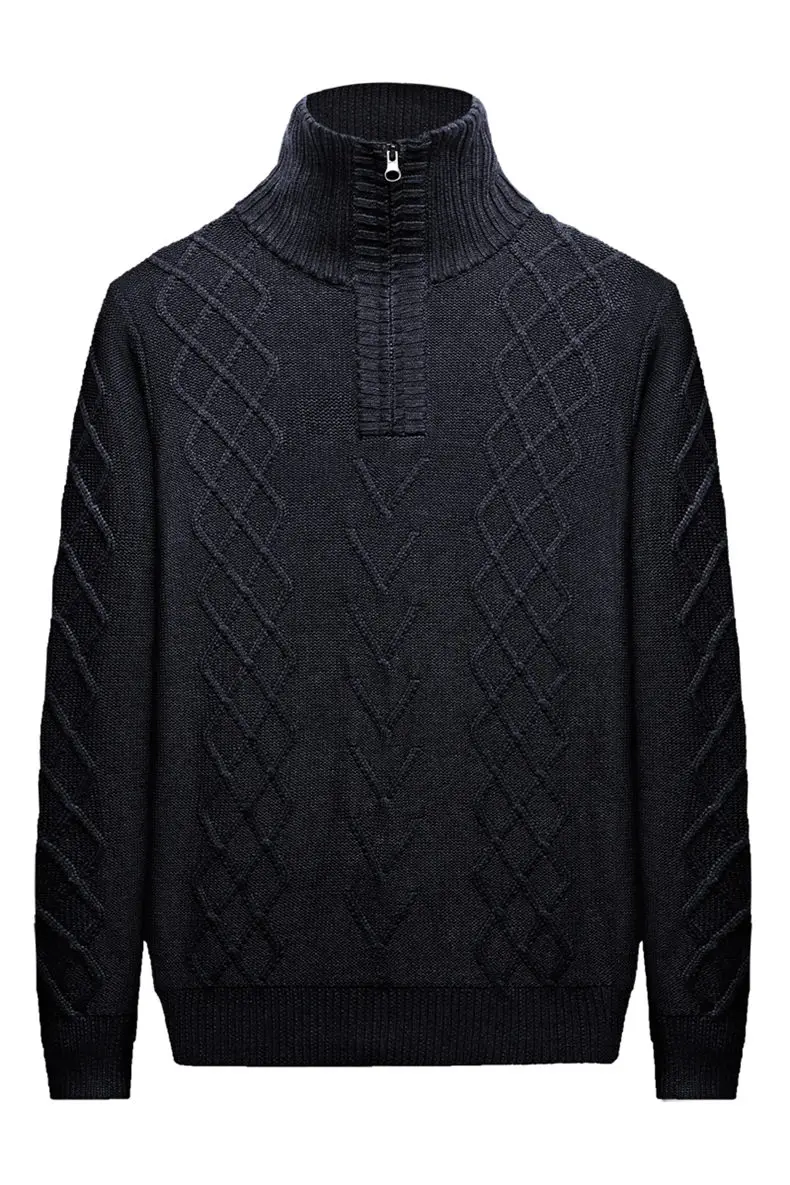 MuLS 2019 Heavy-Knit Half Zipper Pullover Sweater Men Winter Warm Thicken Cable knitwear Sweater Jumpers Male Cotton Acrylic 3XL 07