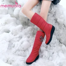 MEMUNIA/ г. Новые женские зимние сапоги на пуху водонепроницаемые теплые сапоги до середины икры обувь на платформе с толстым мехом женские зимние сапоги