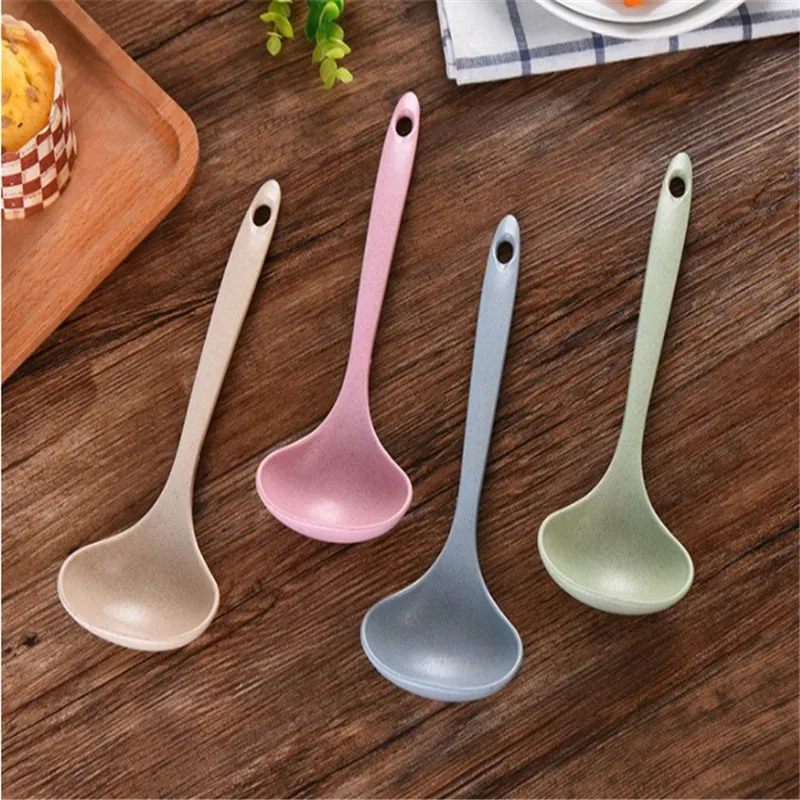 

Tableware Wheat Straw Long Handle Spoon Soup Long Handle Swan Spoon Soup Plastic Creative Filter Dinnerware Kitchen Tools