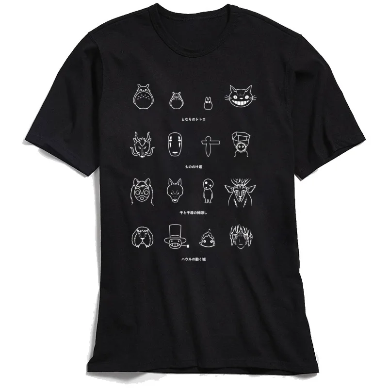 

Spirit Icons T Shirt Totoro Mens Tops Faceless Tshirt 2018 O-Neck Cotton Fabric Men T-shirts Birthday Mononoke Tees Wholesale