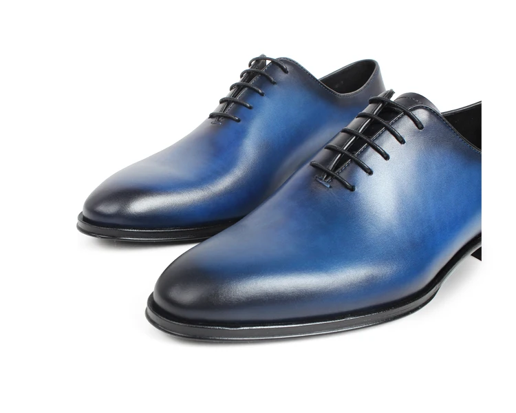 VIKEDUO/простые синие кожаные туфли ручной работы; мужские свадебные офисные туфли-оксфорды из коровьей кожи; мужская обувь на плоской подошве; Мужские модельные туфли