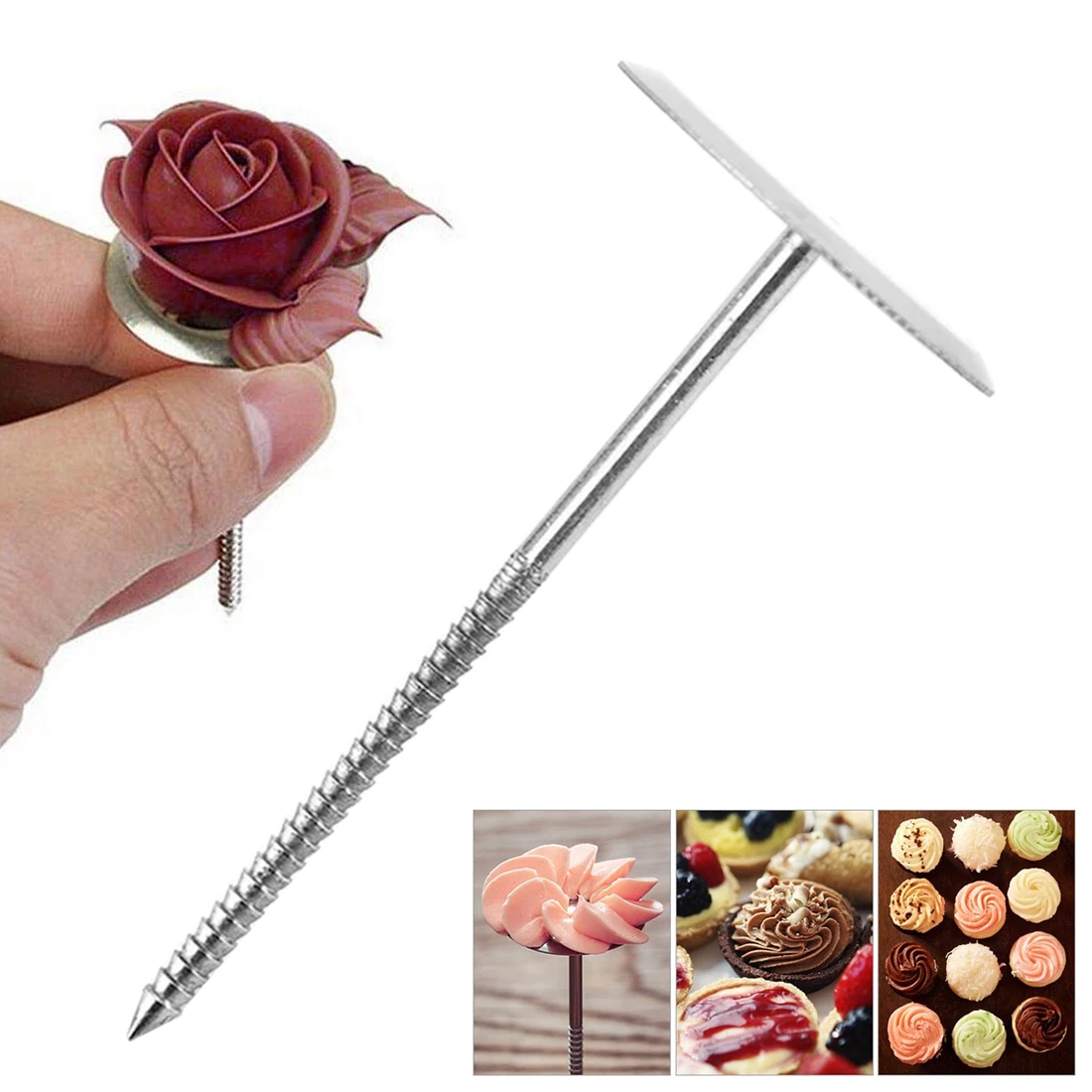 

Cake Decorating Tools Baking Accessories Stainless Steel Piping Nail 3D Rose Flower DIY Ice Cream Baking Piping Stands Tools
