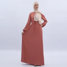 Чистый цвет латерн рукав Ближний Восток Дубай мусульманское женское платье для девочек