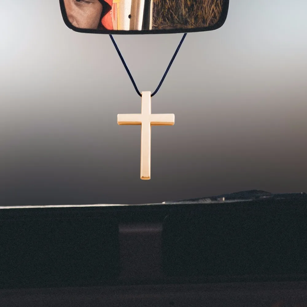 Devout Cross Car Rear View Mirror Pendant Auto Interior Jesus Religious Rearview Mirror Ornament