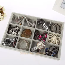 Серый цвет 12 слотов бархат бисера дисплей держатель, аксессуары Дисплей лоток без крышки