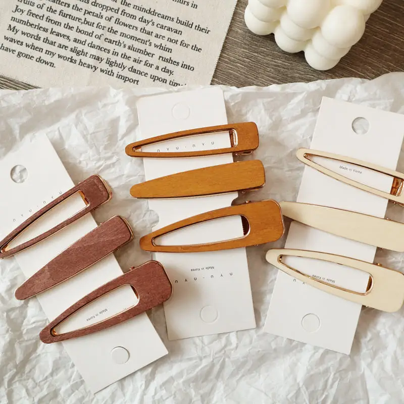 

F127 2019 New Wood Hair Accessories 1PC Korea Hollow Geometric Waterdrop Hair Clips Vintage Handmade Wooden Hairpins Barrettes