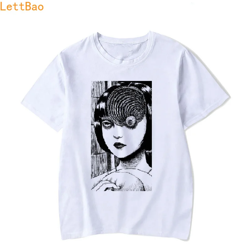 

Junji Ito T Shirt men Horror Manga T-Shirt Short Sleeve funny T Shirts 100% Cotton plus Size 90s streetwear Japanese anime print