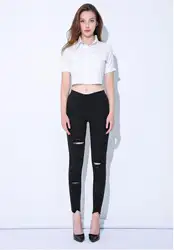 Женские джинсы 2018 новые весенние большие размеры узкие песочные джинсы женская верхняя одежда модные повседневные рваные узкие до