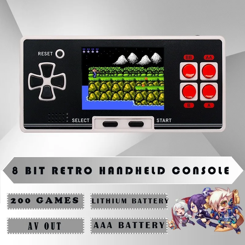 

WOLSEN New 8 Bit Kids Classical Retro Classical Handheld Game Player Portable game console Pocket console With 200 games
