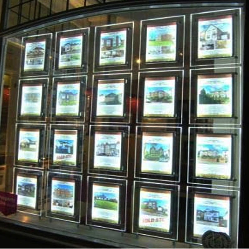 Best Price (4unit/Column) A4 Single Sided Cable & Rod LED Light Window Pocket Display Kits,Led Bevelled Edge Light Panels