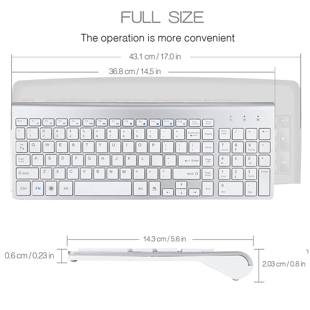 Zienstar английская буква 2,4G Беспроводная клавиатура мышь комбо с usb-приемником для Macbook, компьютера ПК, ноутбука, ТВ-приставки и Smart tv