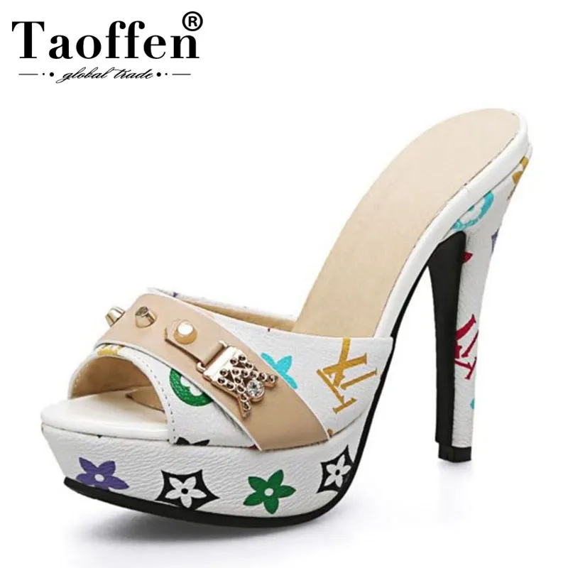 

TAOFFEN Hot Wholesale Women Shoes Bowtie High Heel Sandals Heeled Dress Shoes Woman Summer Slippers Beach Footwear Size 33-43