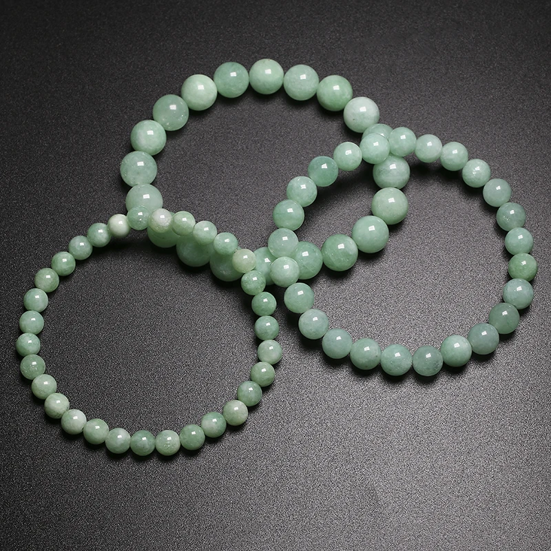 Fine AAA натуральный бирманский зеленый нефрит Круглый браслет из бисера женские ювелирные изделия из камня драгоценный камень подарок ручной работы Strand браслеты
