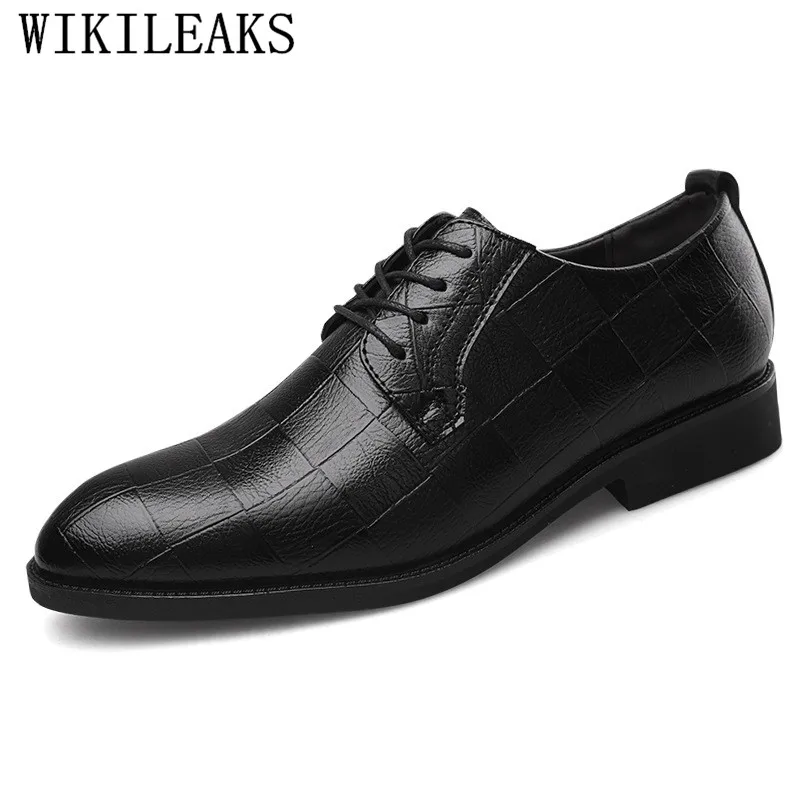 

2019 Luxury Brand Classic Man Pointed Toe Dress Shoes Mens Leather Black Brown Wedding Shoes Oxford Shoes For Men Formal Shoes