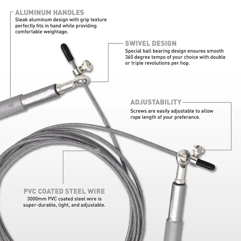 Aluminium Speed Jump Rope Crossfit Fitness Training Professional 3M Adjustable Stainless Steel Wire Home Gym Skipping Ropes Aluminium Speed Jump Rope Crossfit Fitness Training Professional 3M Adjustable Stainless Steel Wire Home Gym Skipping Ropes