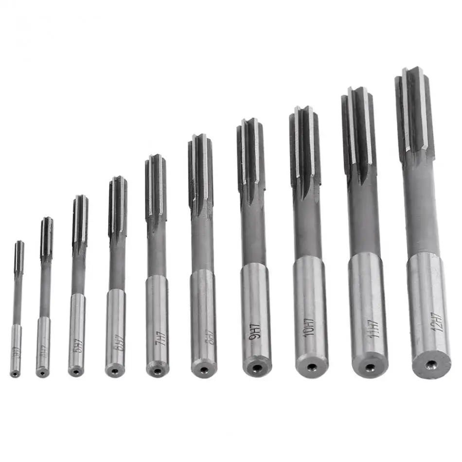 US Stock 7pcs 3 4 5 6 8 10 12mm Chucking Straight Shank HSS Hand Reamers Kit