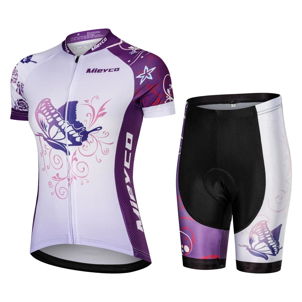 Women Cycling Jersey Set Short Sleeve 5D Padded Bicycle Shorts Clothing Bike Top