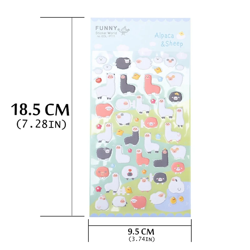 1 шт. корейский стиль Kawaii 3D мультфильм овечка Альпака ПВХ дневник Пузырьковые наклейки декоративные для тетрадь, альбомы бумага для карт