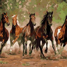Безрамное изображение бегущие лошади живопись по номерам Современная Настенная живопись ручная роспись маслом на холсте для украшения дома