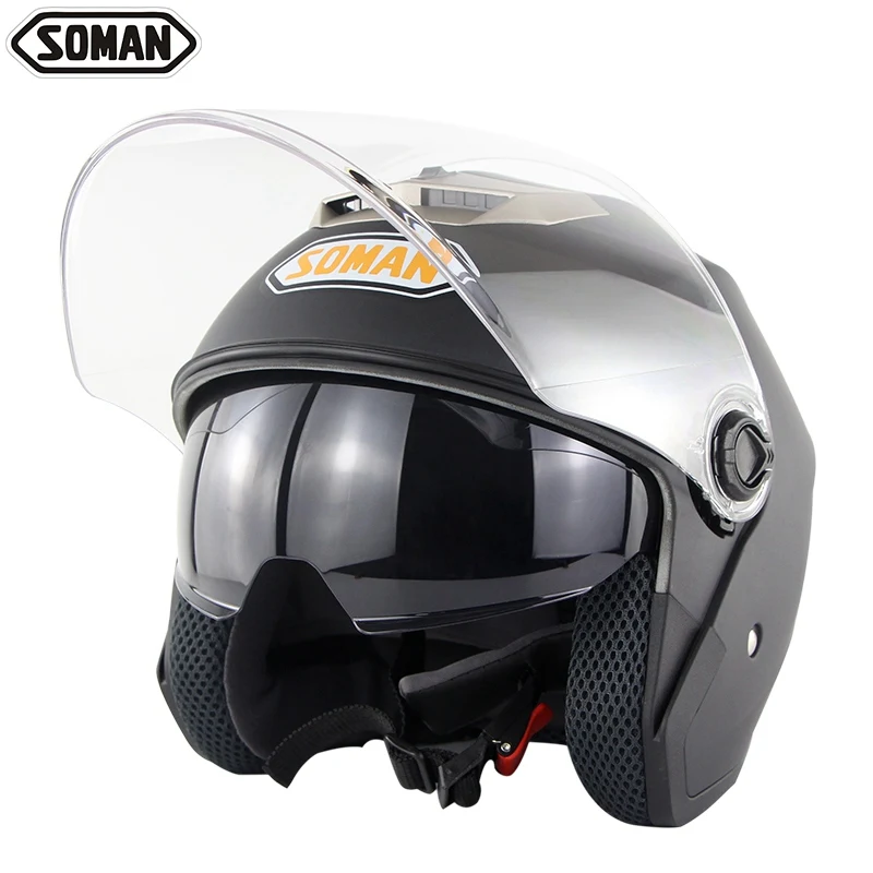 DOT Approval Double Visors Motorcycle Helmet Chopper Vintage Casco Moto Bike Open Face Scooter