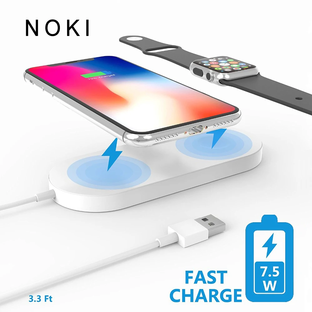 

2 in 1 Wireless charger USB Fast Charging Phone Adapter for apple watch 3 iwatch 1 2 iphone X 8 Plus Samsung S9 S8 note 7 8