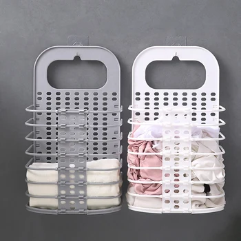

Folding Laundry Basket Collapsible Hanging Pop Up Clothes Hampers - White